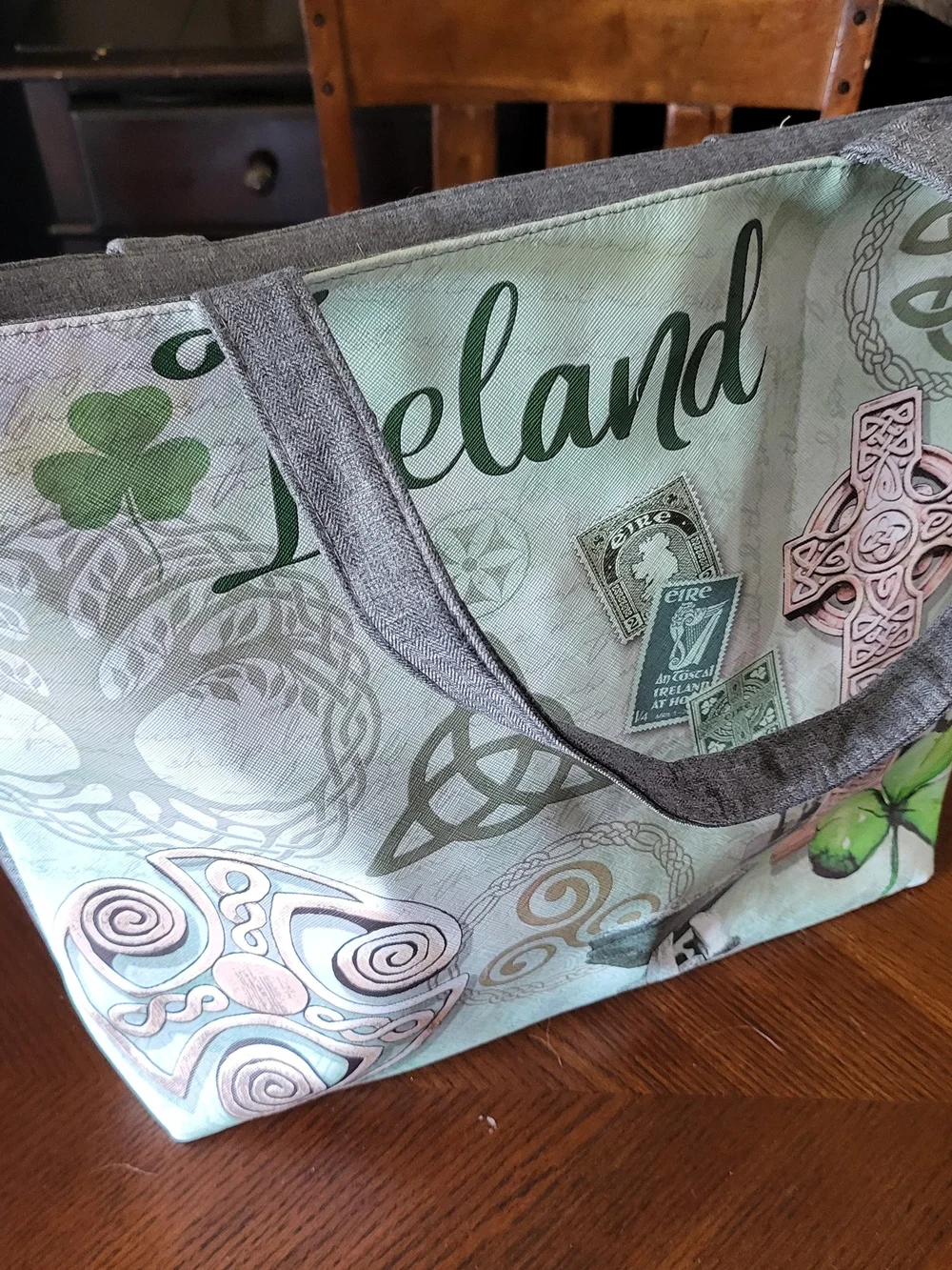 Ireland Celtic Shamrock Large Tote Bag – Irish Cross & Trinity Knot